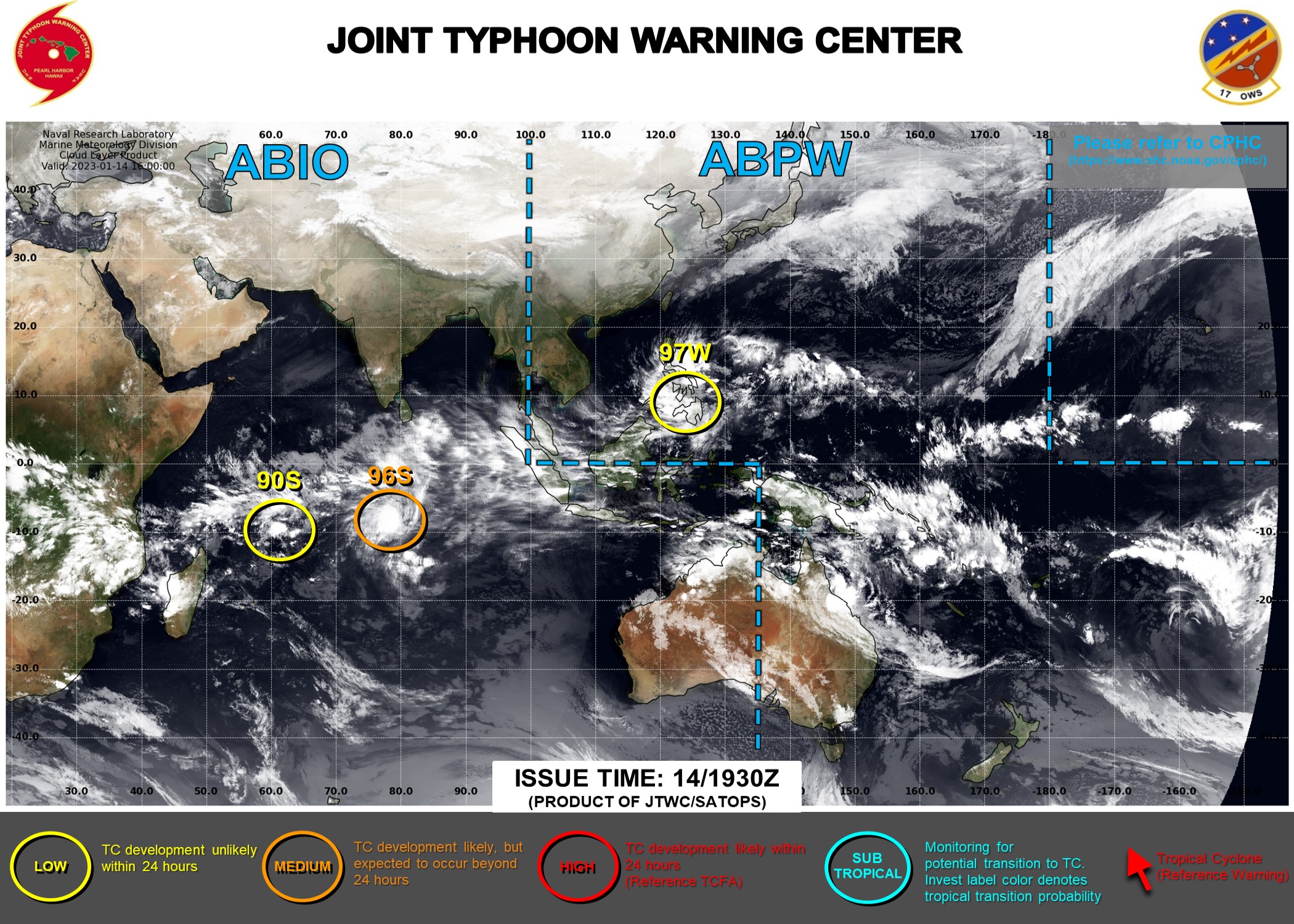 JTWC IS ISSUING 3HOURLY SATELLITE BULLETINS ON INVEST 97W AND  INVEST 96S.