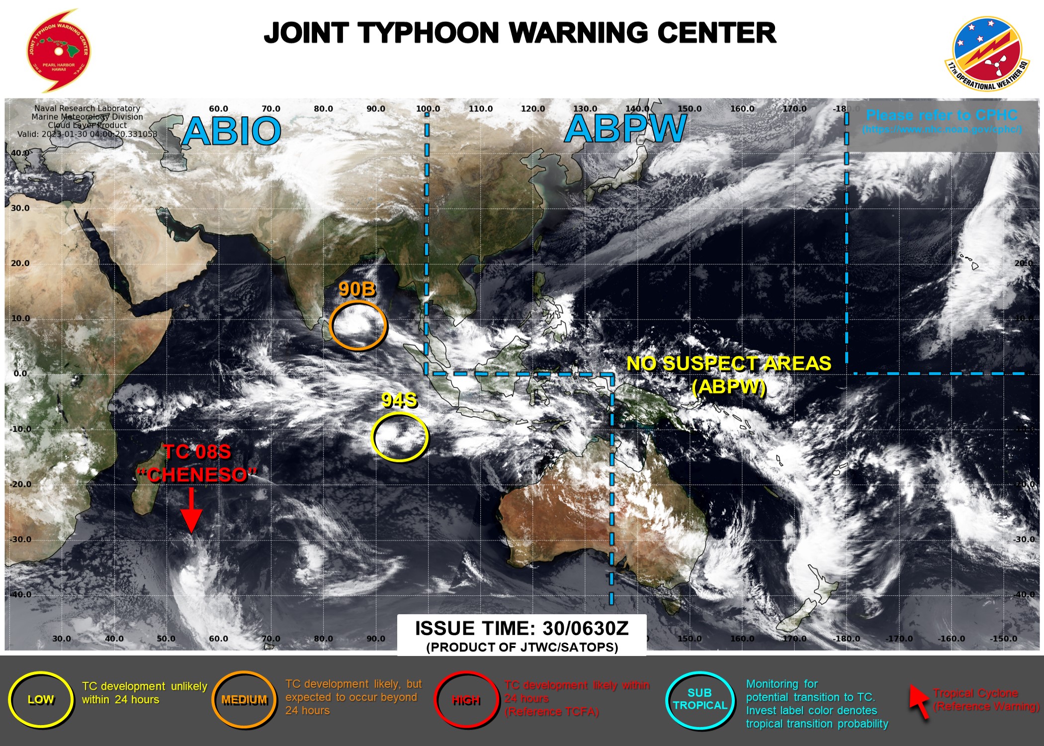 JTWC IS ISSUING 3HOURLY SATELLITE BULLETINS ON 08S(CHENESO) AND INVEST 90B.