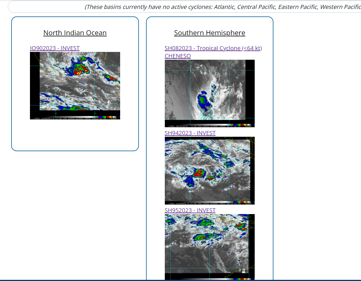 TC 08S(CHENESO) estimated peak intensity was 85knots/CAT 2 US//Invest 90B//Invest 94S//Invest 95S// 3003utc, 06utc update