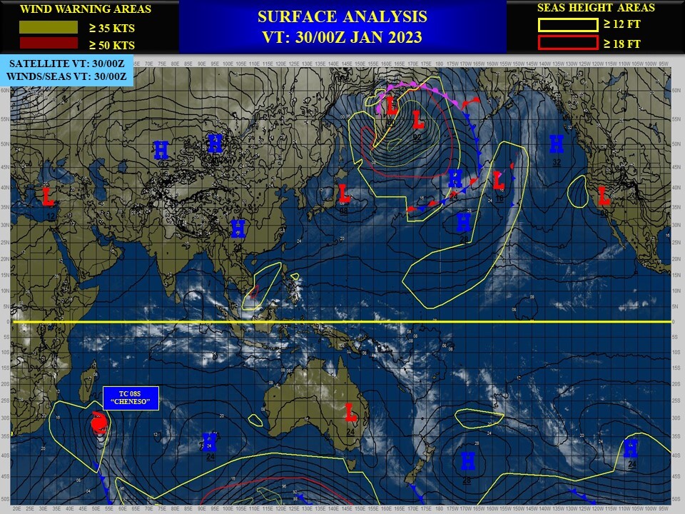 TC 08S(CHENESO) estimated peak intensity was 85knots/CAT 2 US//Invest 90B//Invest 94S//Invest 95S// 3003utc, 06utc update