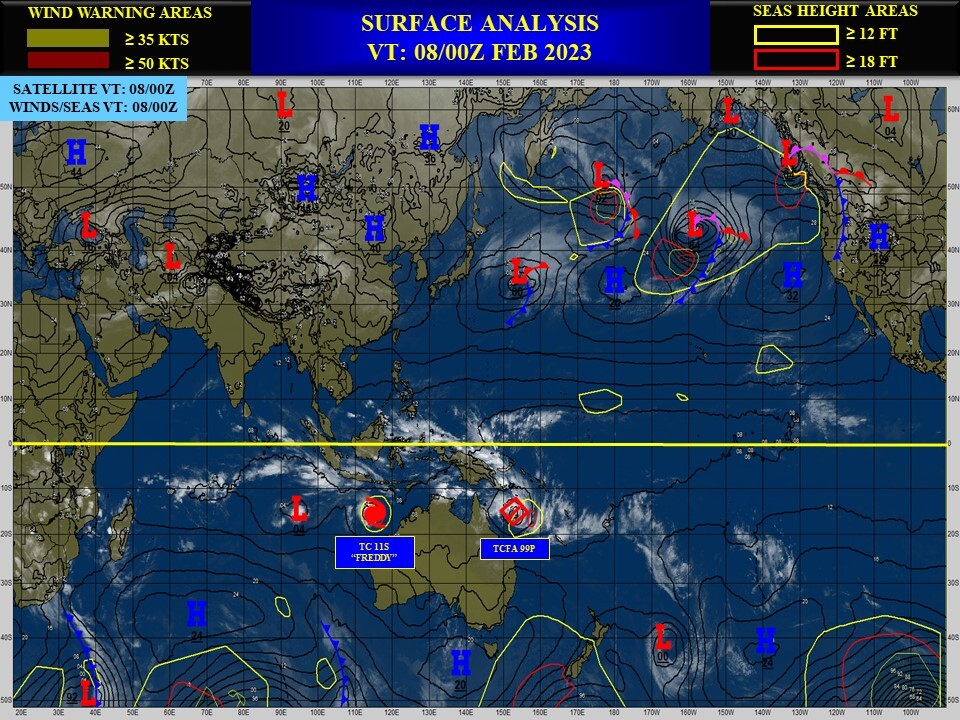 Southern Hemisphere: more active: CAT 2 US TC 08S(FREDDY)//TC 12P(GABRIELLE) intensifying//Invest 94S//3 week GTHO maps//0803utc