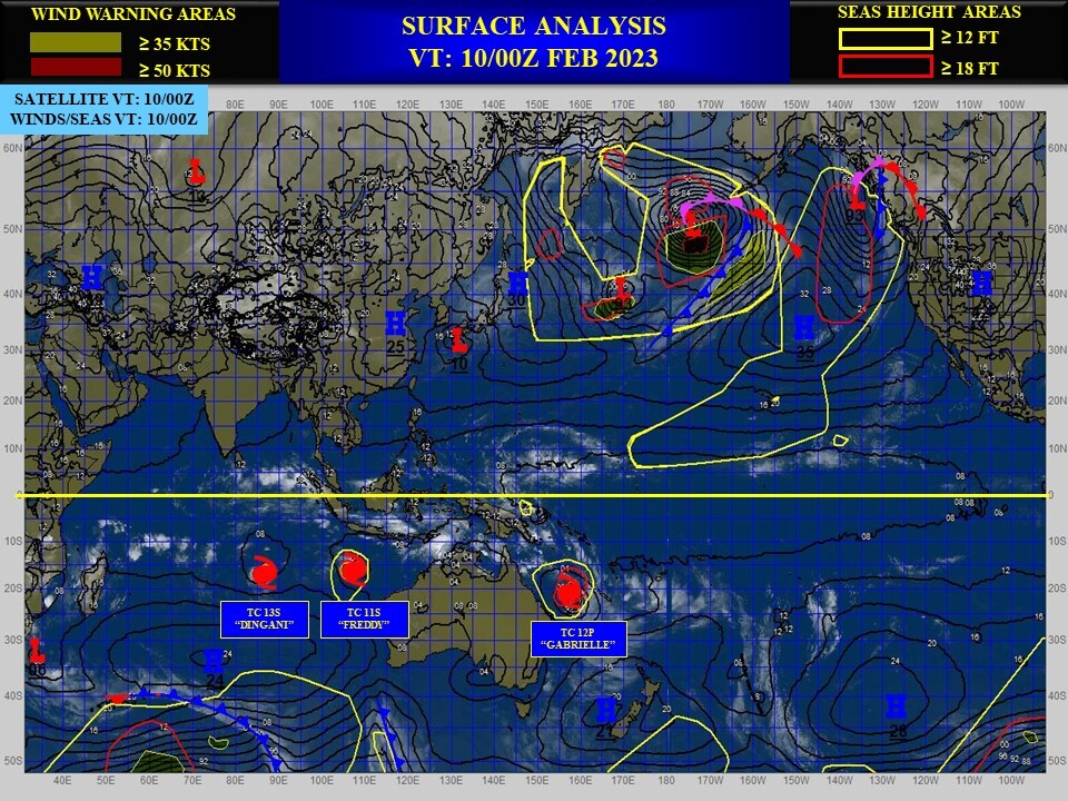 TC 12P(GABRIELLE): CAT 2 US//TC 13S(DINGANI) to reach 65knots by 48h//TC 11S(FREDDY): to peak once again//Invest 90P//1009utc