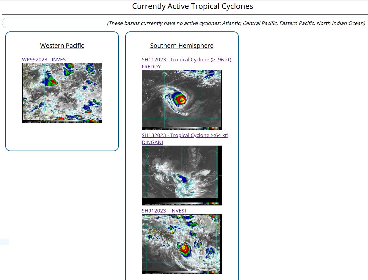 TC 11S(FREDDY): Super Typhoon intensity//TC 13S(DINGANI) weakening//Invest 91P//Invest 99W//10 day GTHO maps//15/15utc