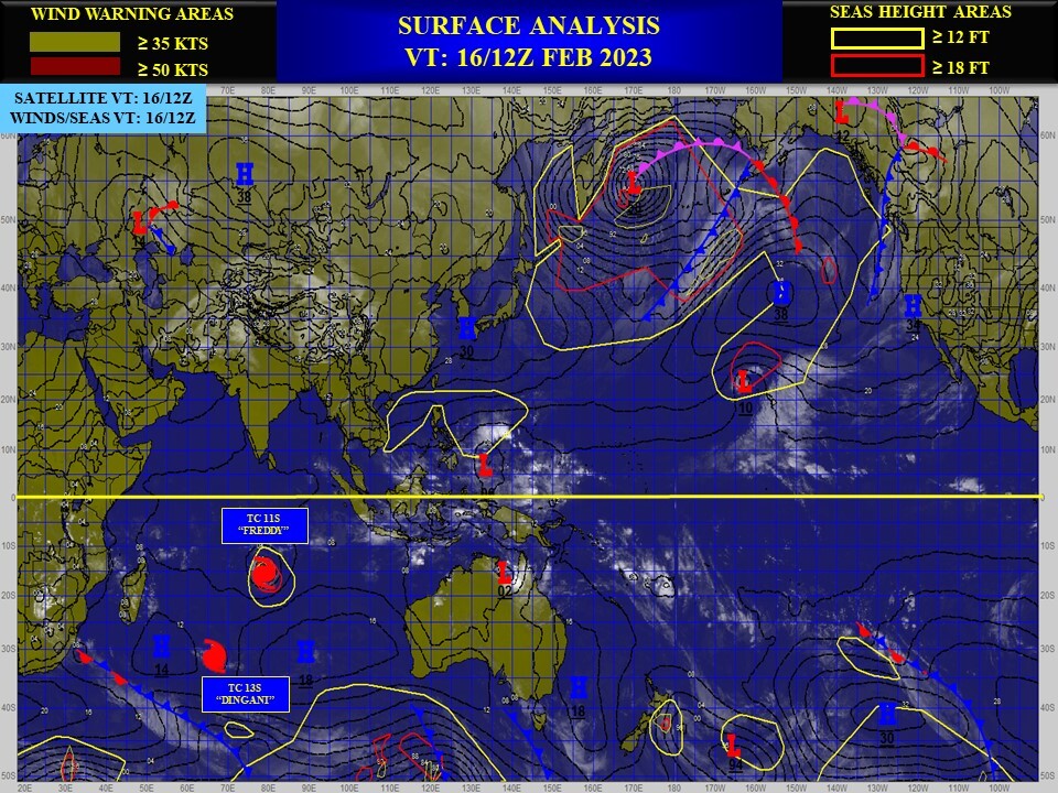 TC 11S(FREDDY): peaked at CAT 5 US now CAT 4 //TC 13S(DINGANI): final warning//Invest 99W//Invest 91P//16/15utc