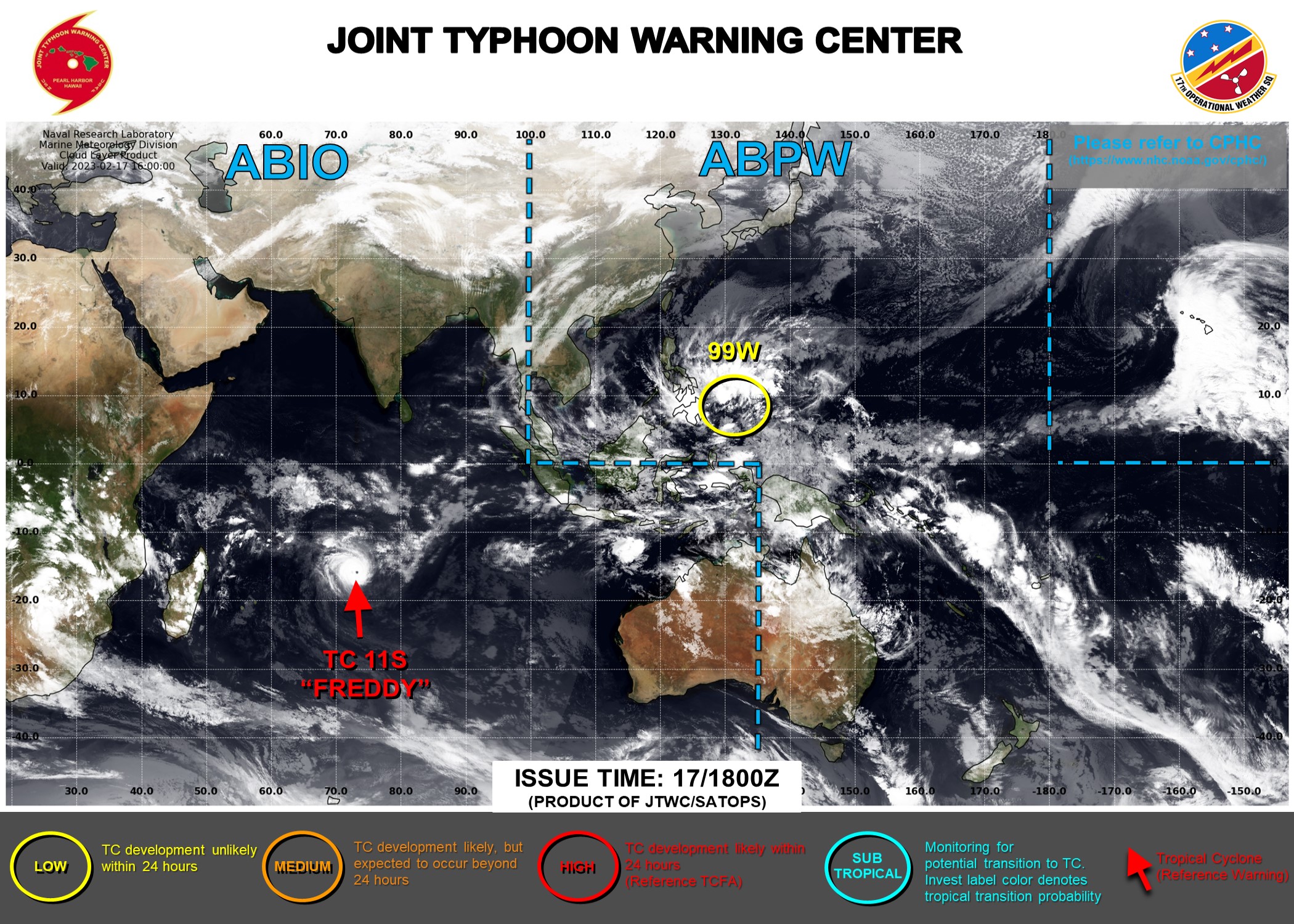 JTWC IS ISSUING 12HOURLY WARNINGS AND 3HOURLY SATELLITE BULLETINS ON TC 11S(FREDDY).