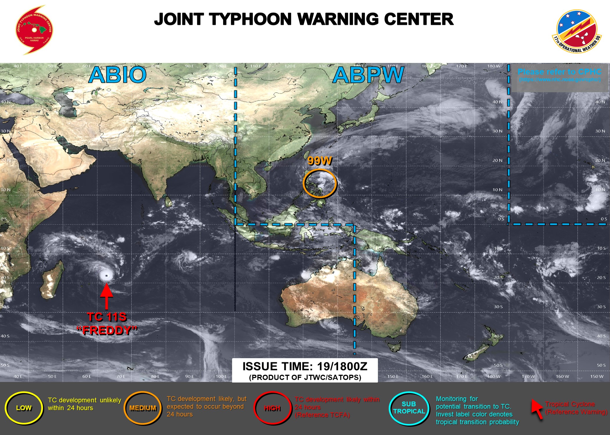JTWC IS ISSUING 12HOURLY WARNINGS AND 3HOURLY SATELLITE BULLETINS ON TC 11S(FREDDY).