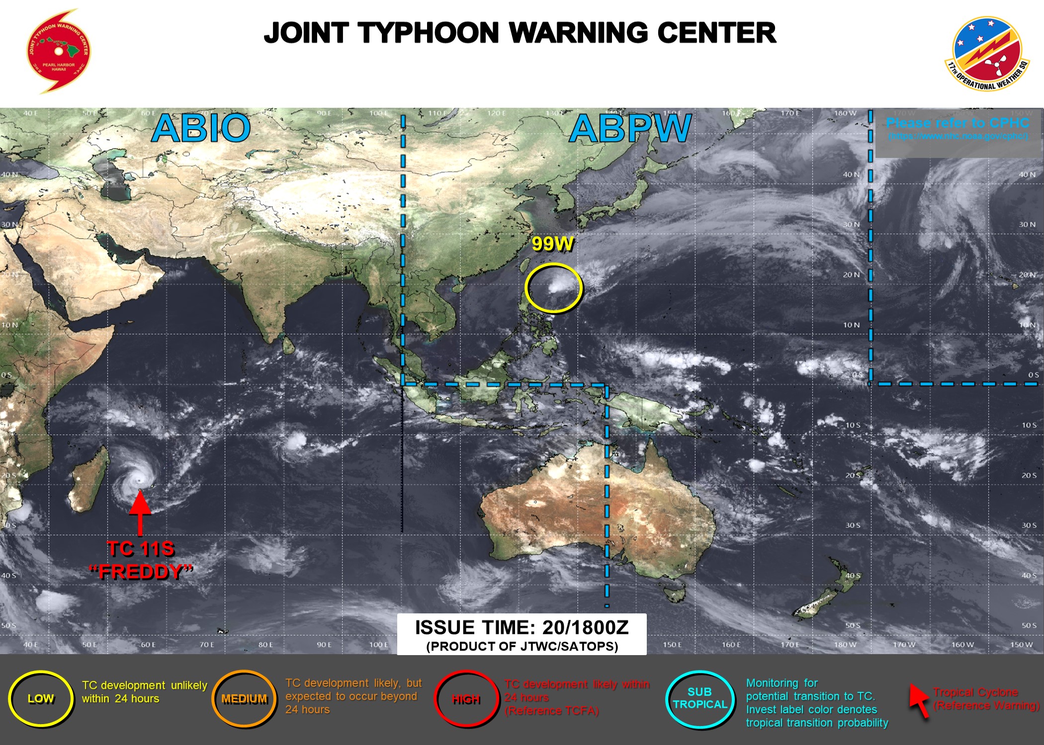 JTWC IS ISSUING 12HOURLY WARNINGS AND 3HOURLY SATELLITE BULLETINS ON TC 11S(FREDDY).