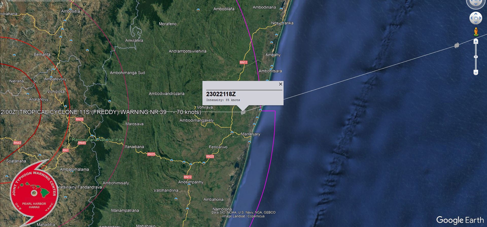 TC 11S(FREDDY) soon over the MOZ Channel with 5th intensity peak& landfall near Vilankulos after 48h//Invest 93S TCFA//Invest 94P//2203utc TC 11S(FREDDY) soon over the MOZ Channel with 5th intensity peak& landfall near Vilankulos after 48h//Invest 93S TCFA//Invest 94P//2203utc