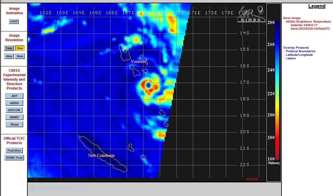 TC 15P(JUDY) rapid intensification past 24h now CAT 2 US tracking almost over PORT VILA and forecast to peak at 110knots by 48h//2821utc