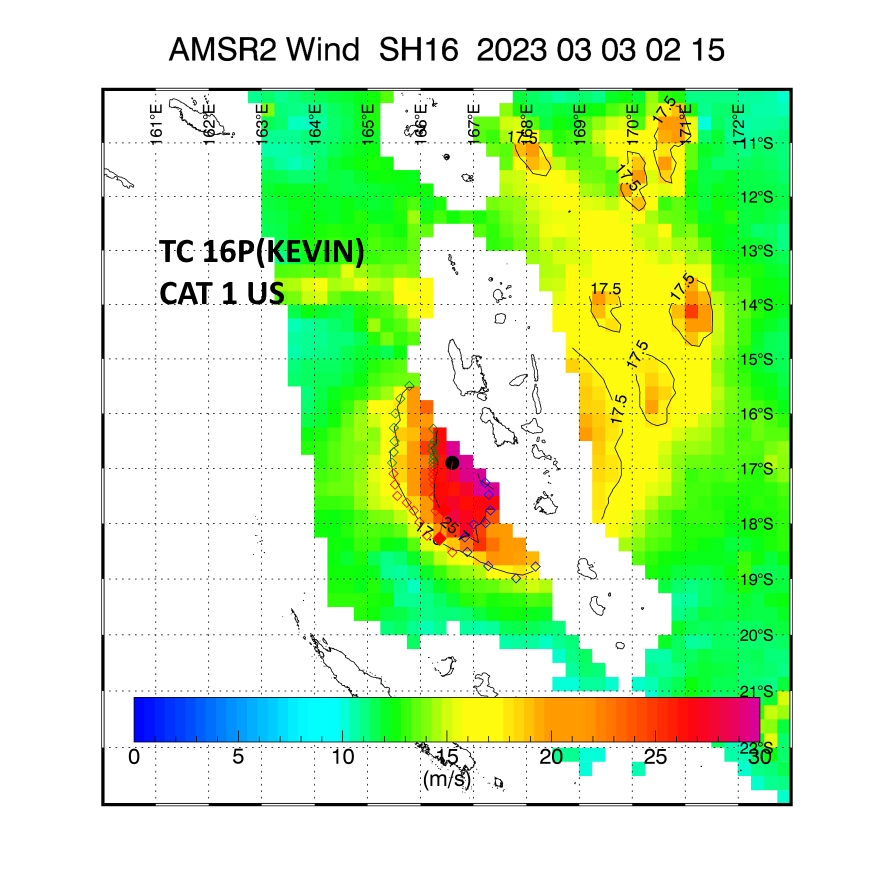 TC 16P(KEVIN) CAT 2 US intensifying tracking over Vanuatu//TC 15P(JUDY) subtropical //Remnants of TC 11S(FREDDY)//0309utc