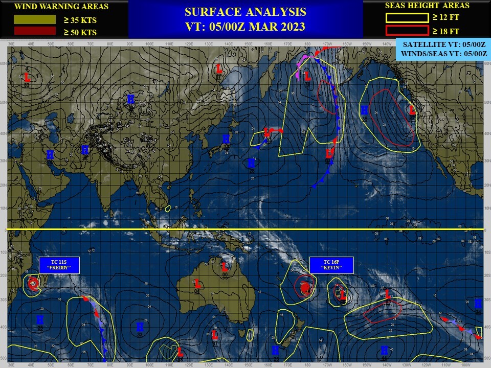 TC 16P(KEVIN) subtropical transition//TC 11S(FREDDY) intensifying beyond 24h//SS 15P(JUDY)//Invest 97P// 0503utc