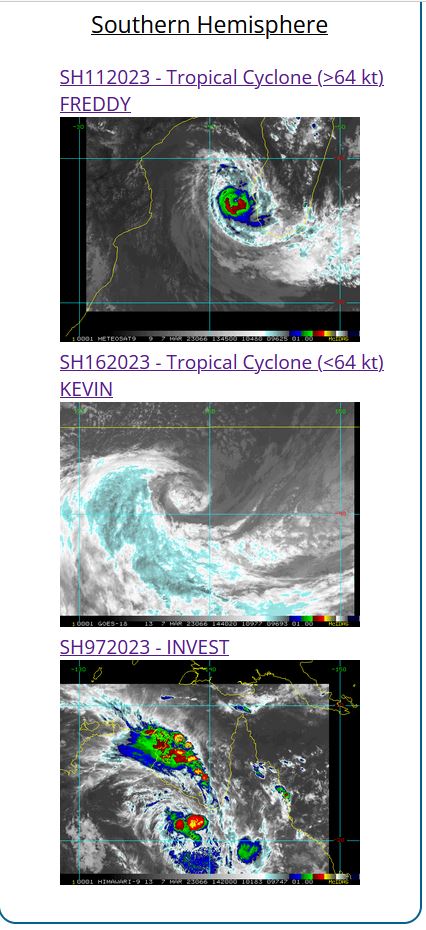 13 days later: CAT 2 US TC 11S(FREDDY) back to Typhoon intensity still intensifying//SS 16P(KEVIN)//Invest 97P//0715utc