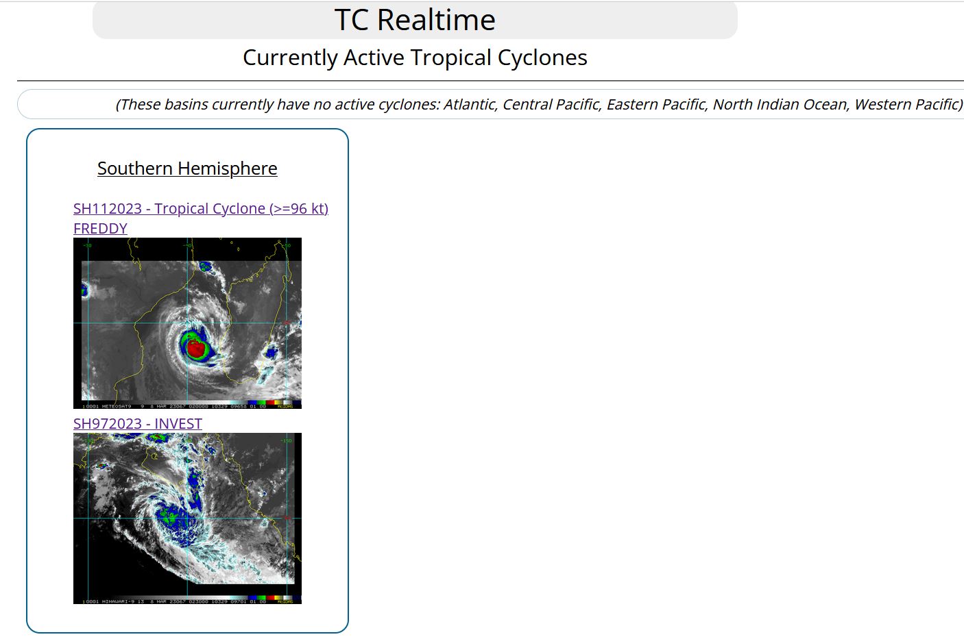 TC 11S(FREDDY) analysed at CAT 3 US// Invest 97P// 3 week GTHO maps// 0803utc