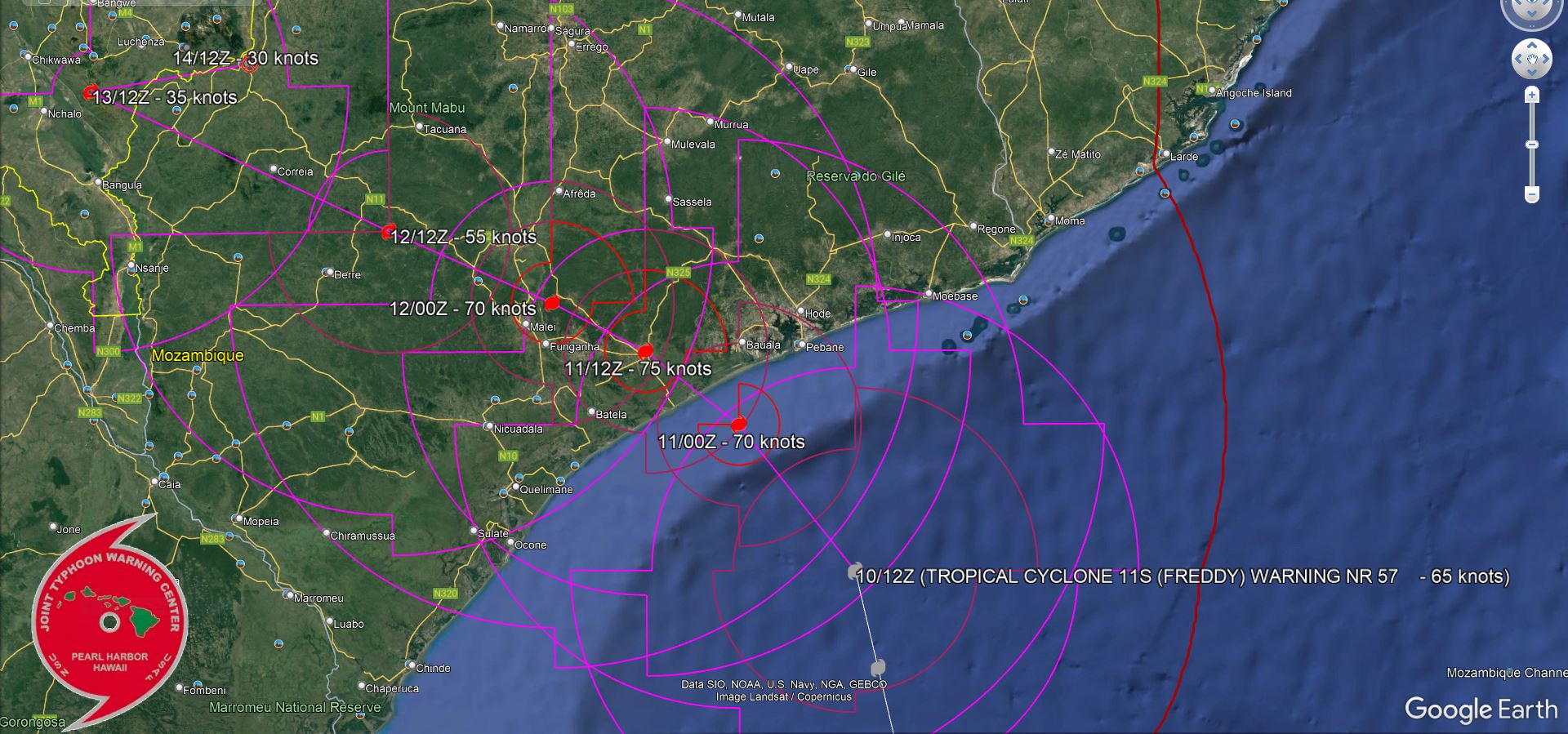 TC 11S(FREDDY) intensifying and making landfall within 24h near Quelimane-MOZ//Invest 99P Tropical Cyclone Formation Alert//1015utc