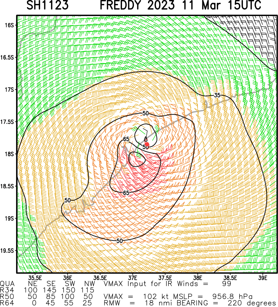CAT 2 US 11S(FREDDY)immediate landfall near Quelimane tracking toward MALAWI forecast clockwise u-turn by 48h//Invest 99P: TCFA re-issued//1115utc 