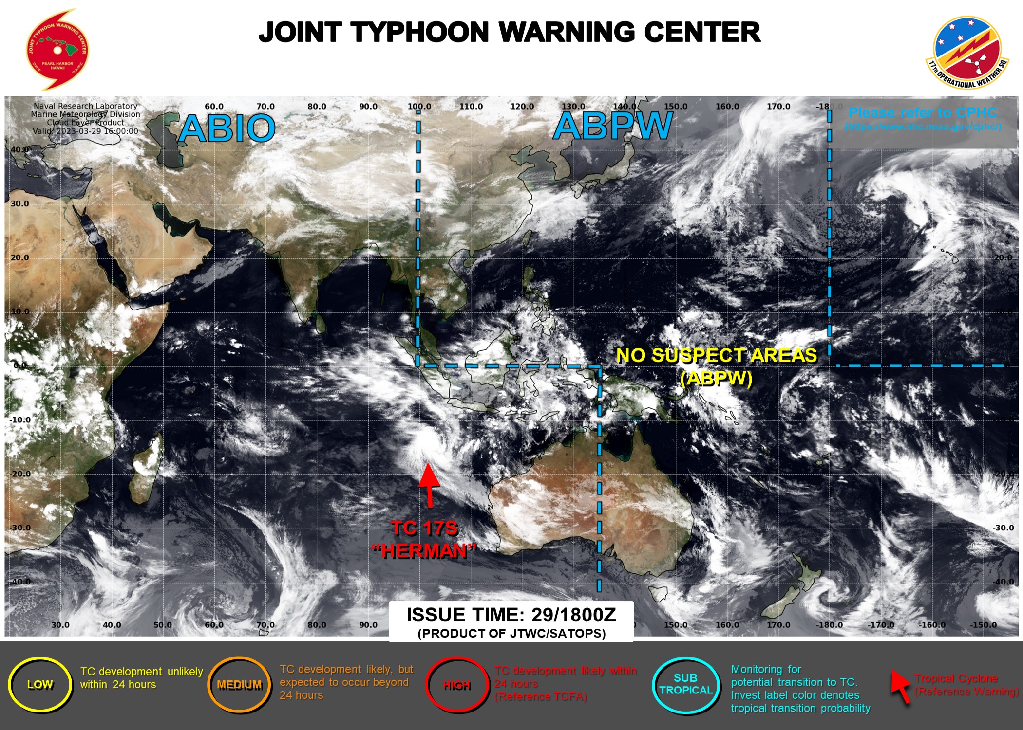 JTWC IS ISSUING 3HOURLY SATELLITE BULLETINS ON TC 17S(HERMAN).