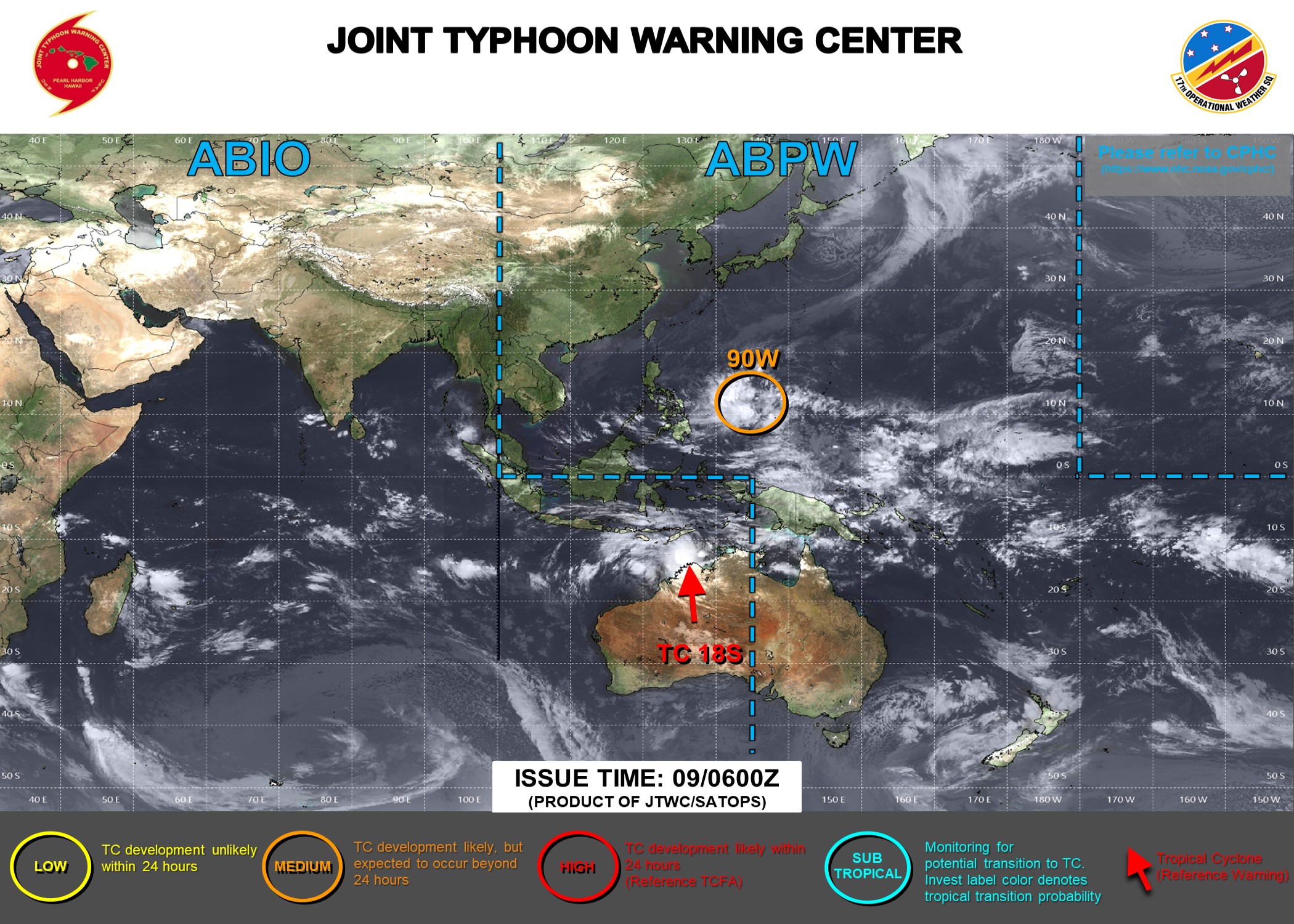 JTWC IS ISSUING 6HOURLY WARNINGS ON TC 18S. 3HOURLY SATELLITE BULLETINS ARE ISSUED ON TC 18S AND INVEST 90W.