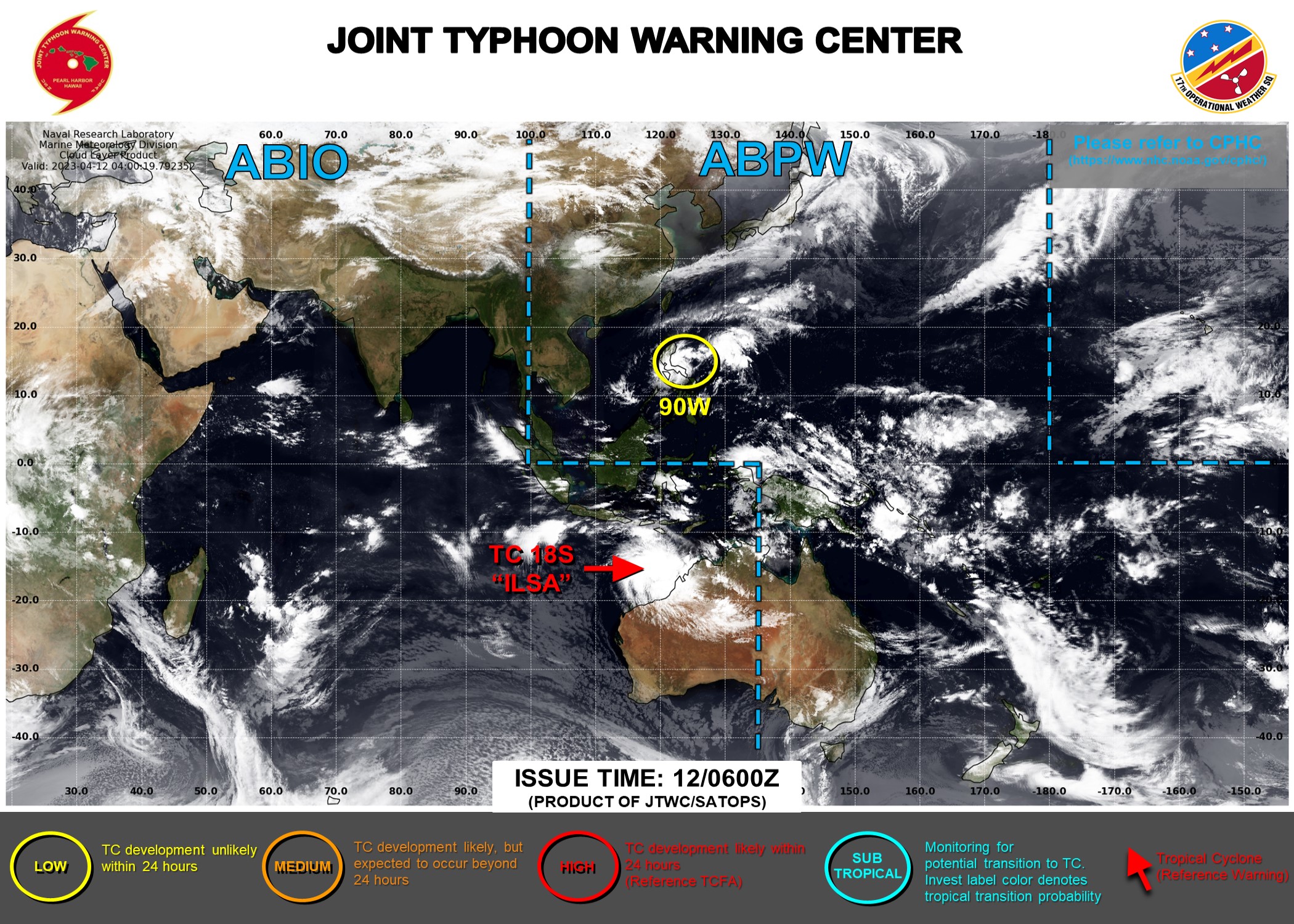 JTWC IS ISSUING 6HOURLY WARNINGS ON TC 18S. 3HOURLY SATELLITE BULLETINS ARE ISSUED ON TC 18S AND INVEST 90W.