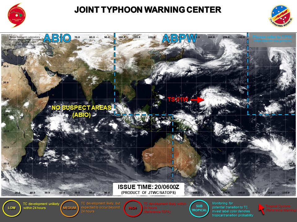 JTWC IS ISSUING 6HOURLY WARNINGS AND 3HOURLY SATELLITE BULLETINS ON TS 01W.