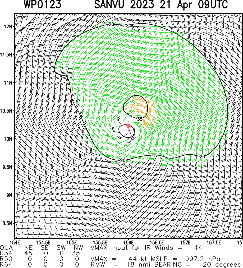 TS 01W(SANVU) currently peaking is forecast to be torn apart by 96h due to high vertical wind shear//Invest 93W//2109utc