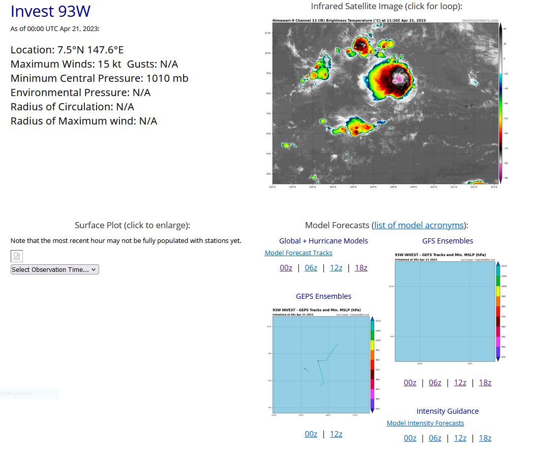 TS 01W(SANVU) currently peaking is forecast to be torn apart by 96h due to high vertical wind shear//Invest 93W//2109utc