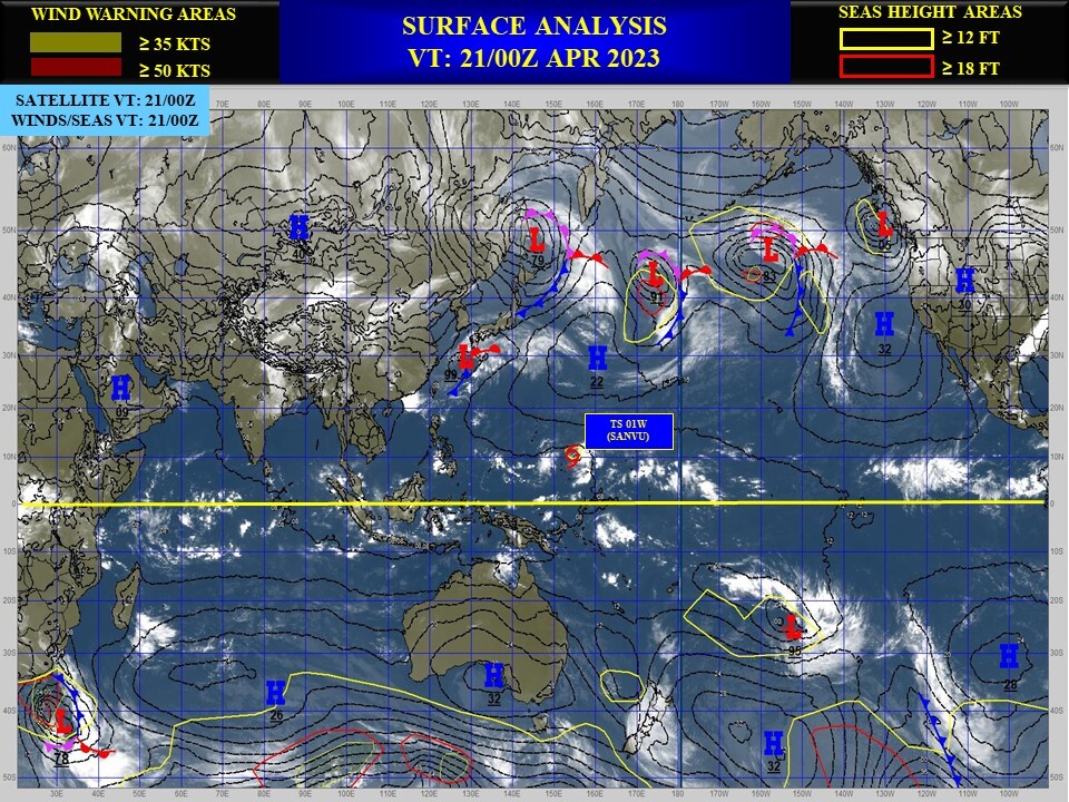 TS 01W(SANVU) currently peaking is forecast to be torn apart by 96h due to high vertical wind shear//Invest 93W//2109utc