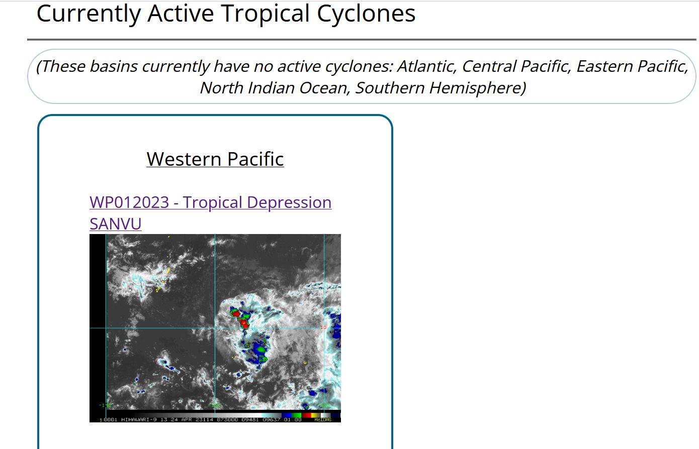Remnants of TS 01W(SANVU)// 2506utc