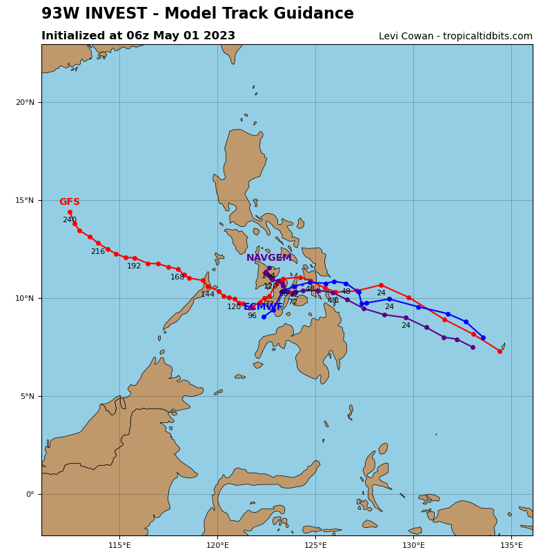 Invest 93W approaching the Philippines expected to consolidate next 72hours //Invest 90S// 0118utc