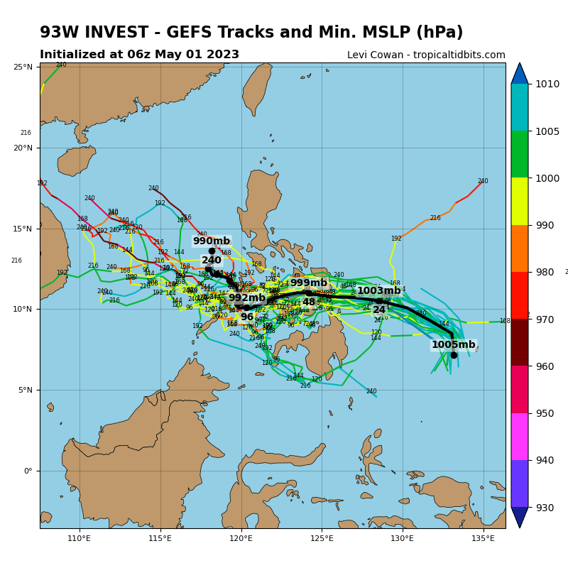 Invest 93W approaching the Philippines expected to consolidate next 72hours //Invest 90S// 0118utc