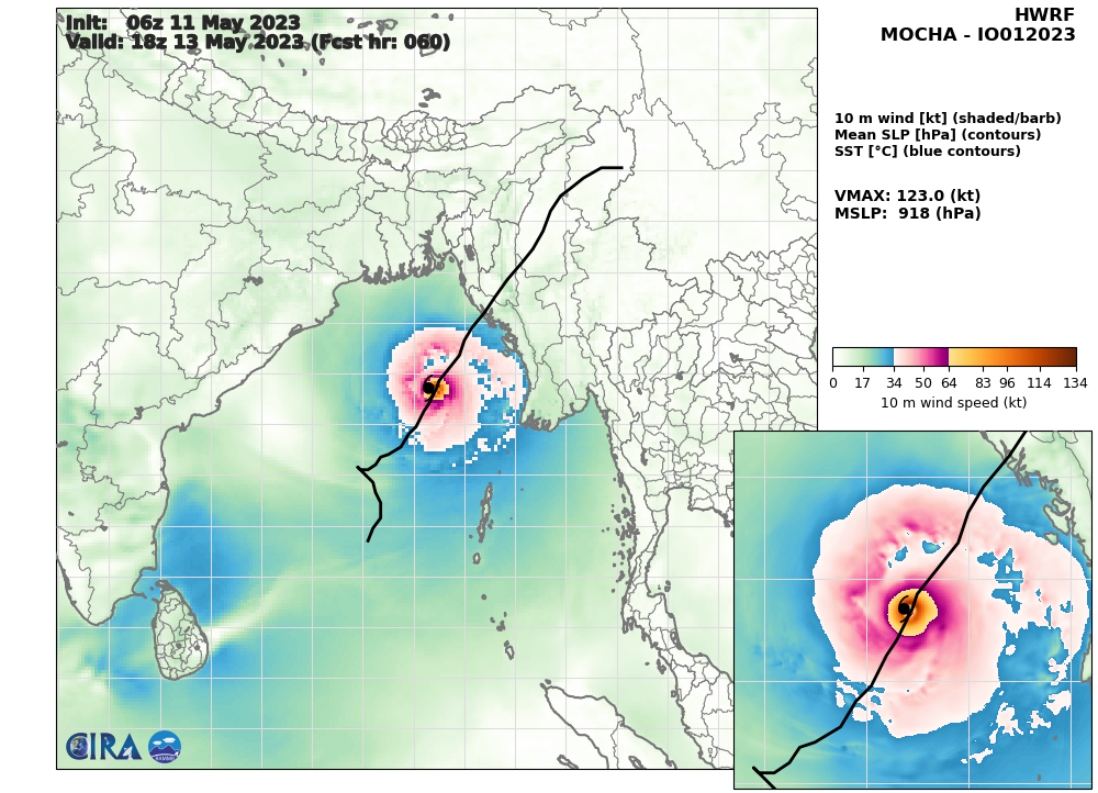 TC 01B(MOCHA) is rapidly intensifying with forecast landfall SE of CHITTAGONG shortly before 72hours//1115utc