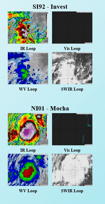 TC 01B(MOCHA) strong CAT 3 US to make landfall by 42h between COX'S BAZAR and SITTWE// Invest 92S// 1221utc