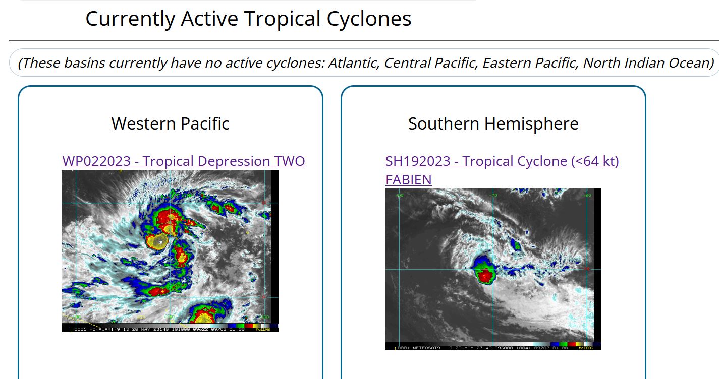 02W set to reach Typhoon intensity within 36h slowly approaching the Marianas// TC 19S(FABIEN) slow weakening next 72h// 2009utc