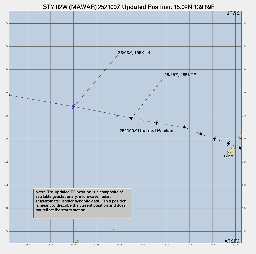 Impressive Super Typhoon 02W(MAWAR) is peaking at CAT 5 US over the Philippine Sea//Remnants of TC 19S(FABIEN)//2521utc