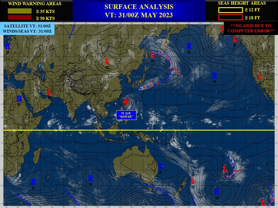 CAT1 US 02W(MAWAR) will be slowly weakening still as a large system near OKINAWA before ETT transition// 3 week GTHO maps//3109utc