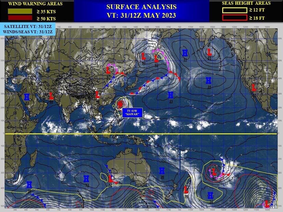 CAT1 US 02W(MAWAR) will be slowly weakening still as a large system near OKINAWA before ETT transition// 3 week GTHO maps//3109utc