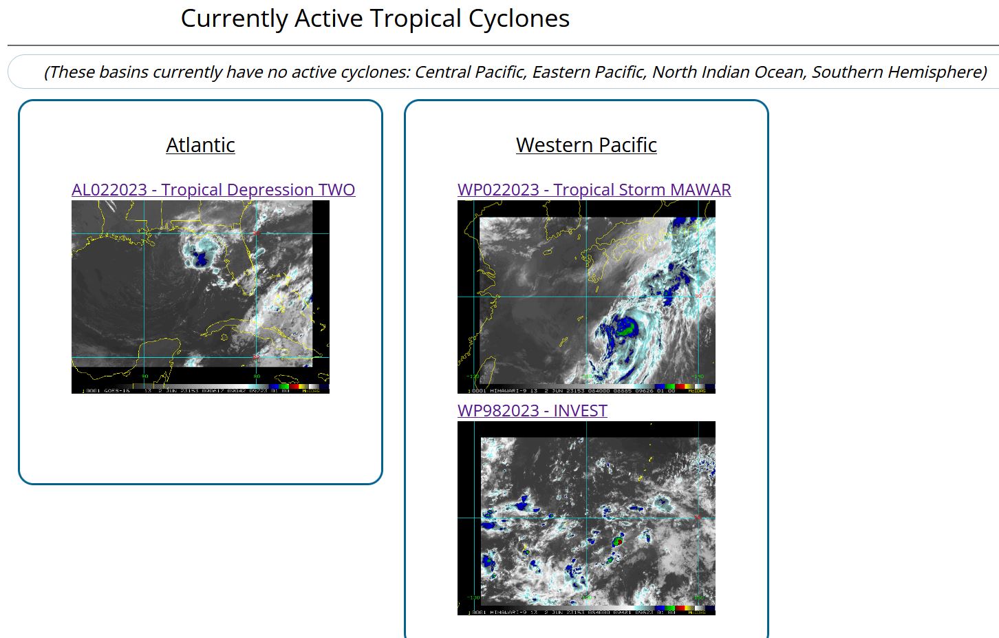 02W(MAWAR) accelerating and completing ETT//Invest 98W// TD 02L over the Gulf of Mexico// 0209utc