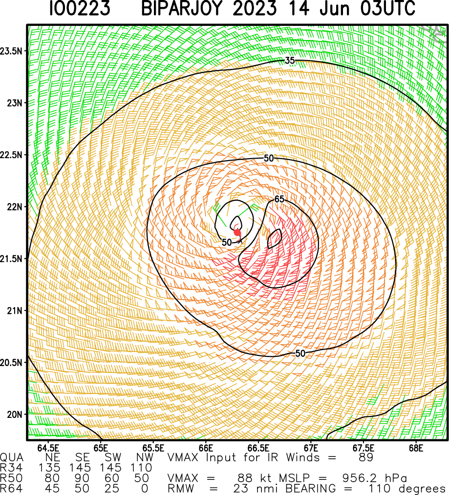 TC 02A(BIPARJOY) forecast to make landfall near the India/Pakistan border by 36h//Invest 99W/ 10 Day GTHO maps//1403utc 