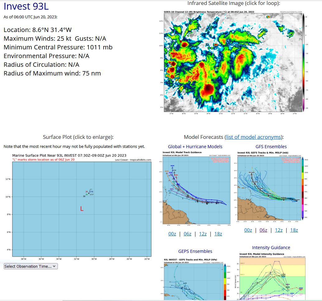 TS 03L(BRET) forecast to reach CAT 1 US by 48h approaching the Lesser Antilles//Invest 93L//02A(BIPARJOY) over-land remnants//2009UTC