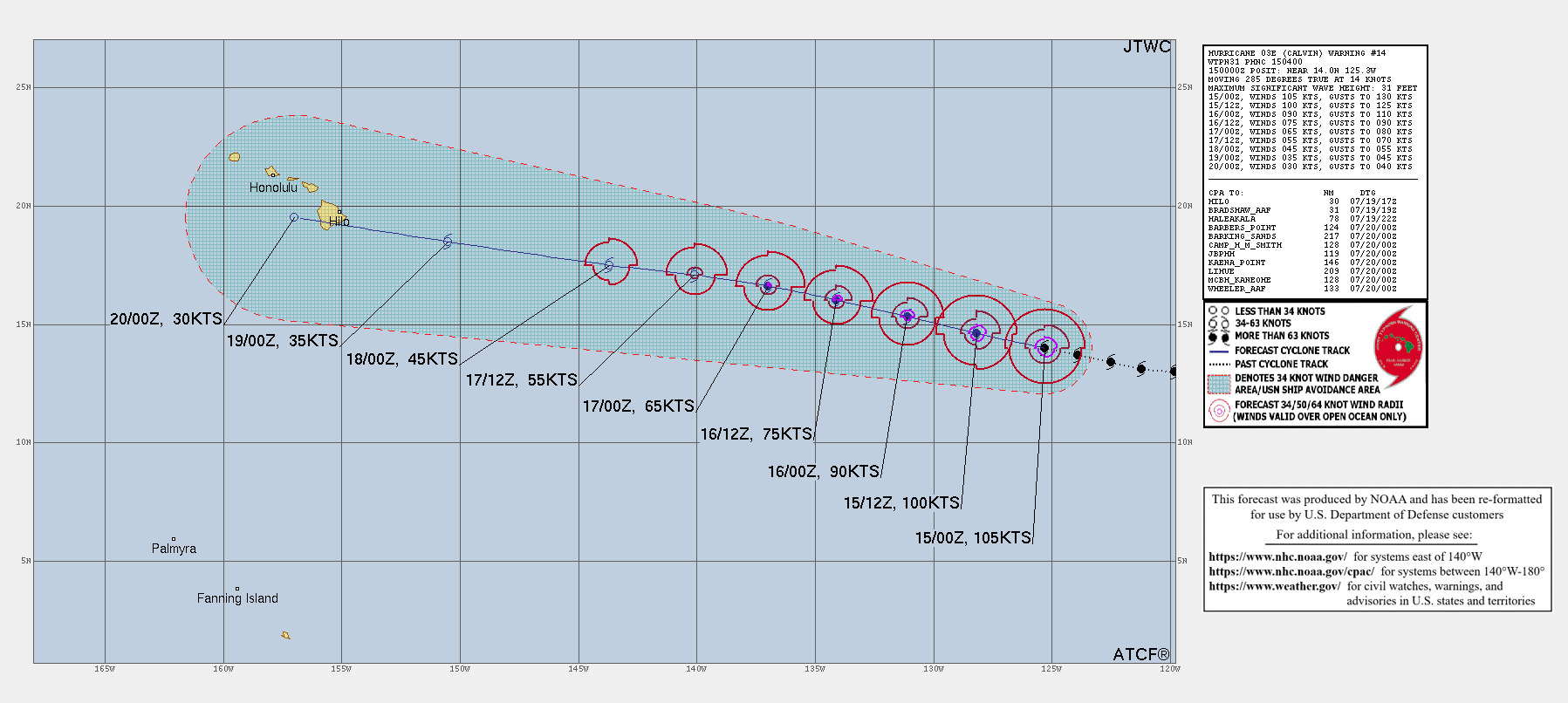 South China Sea: TS 04W forecast to reach Typhoon intensity by 24h//HU 03E(CALVIN) peaked at CAT 3 US// SS 05L(DON)//1506utc