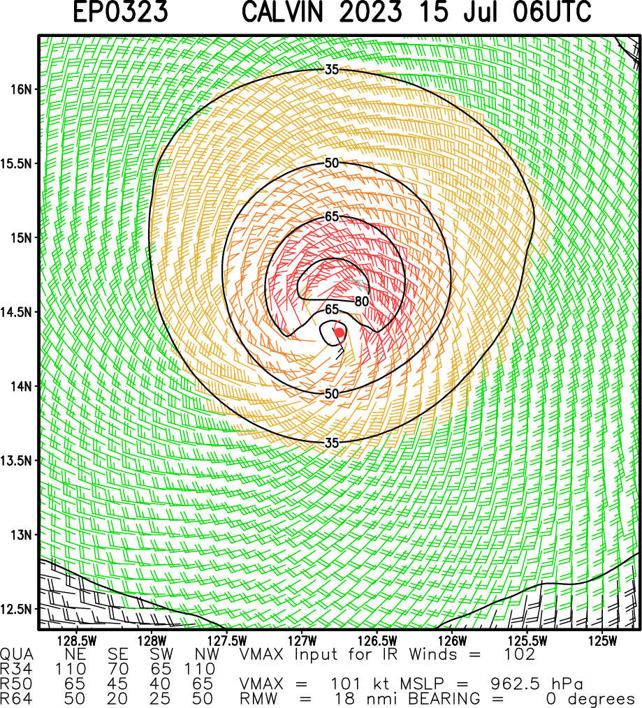 South China Sea: TS 04W forecast to reach Typhoon intensity by 24h//HU 03E(CALVIN) peaked at CAT 3 US// SS 05L(DON)//1506utc