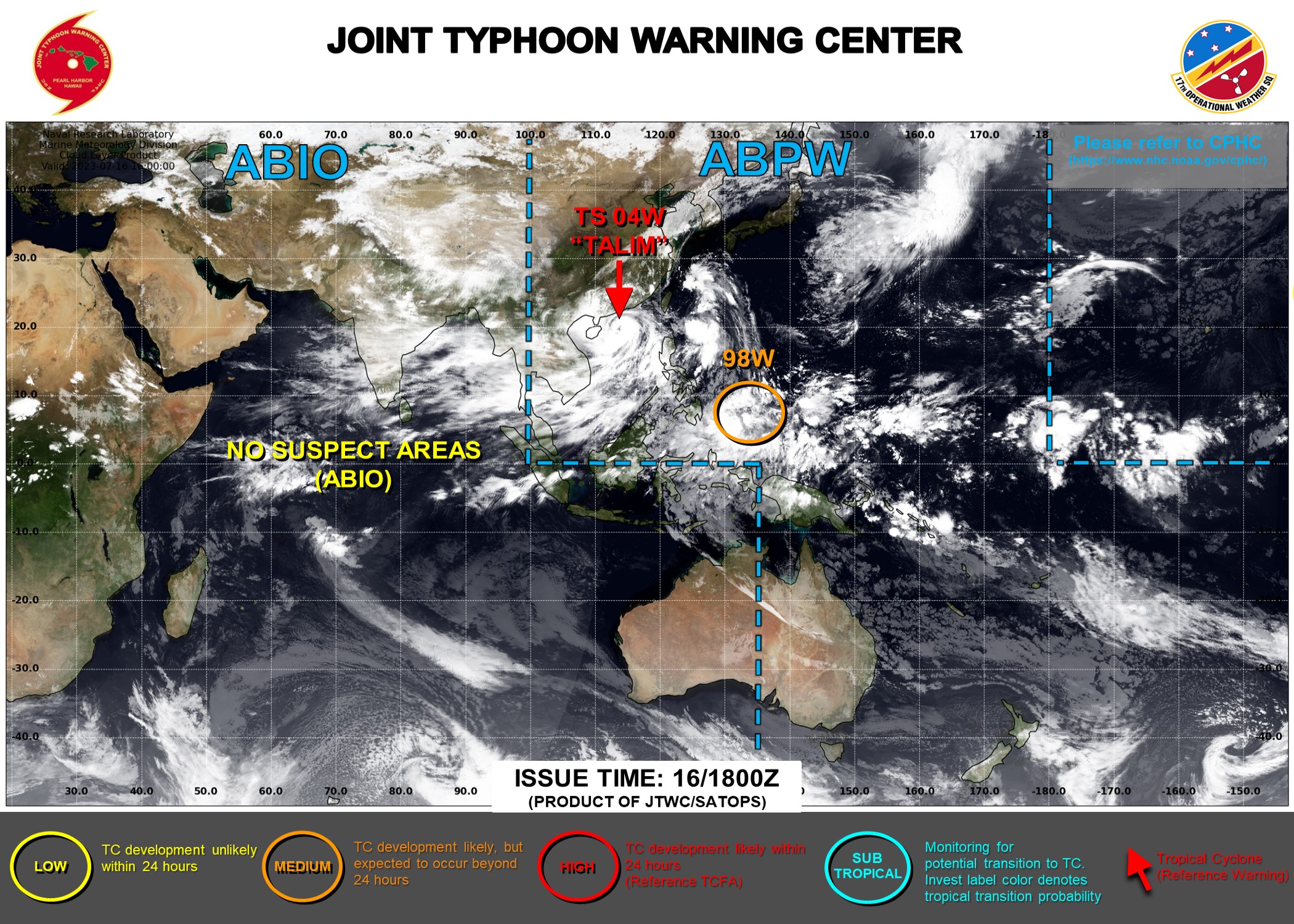 JTWC IS ISSUING 6HOURLY WARNINGS AND 3HOURLY SATELLITE BULLETINS ON TY 04W(TALIM).