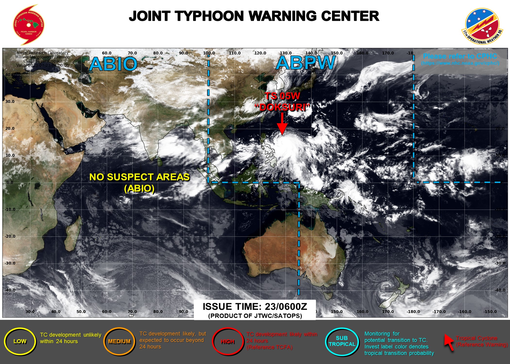 JTWC IS ISSUING 6HOURLY WARNINGS AND 3HOURLY SATELLITE BULLETINS ON TY 05W(DOKSURI).