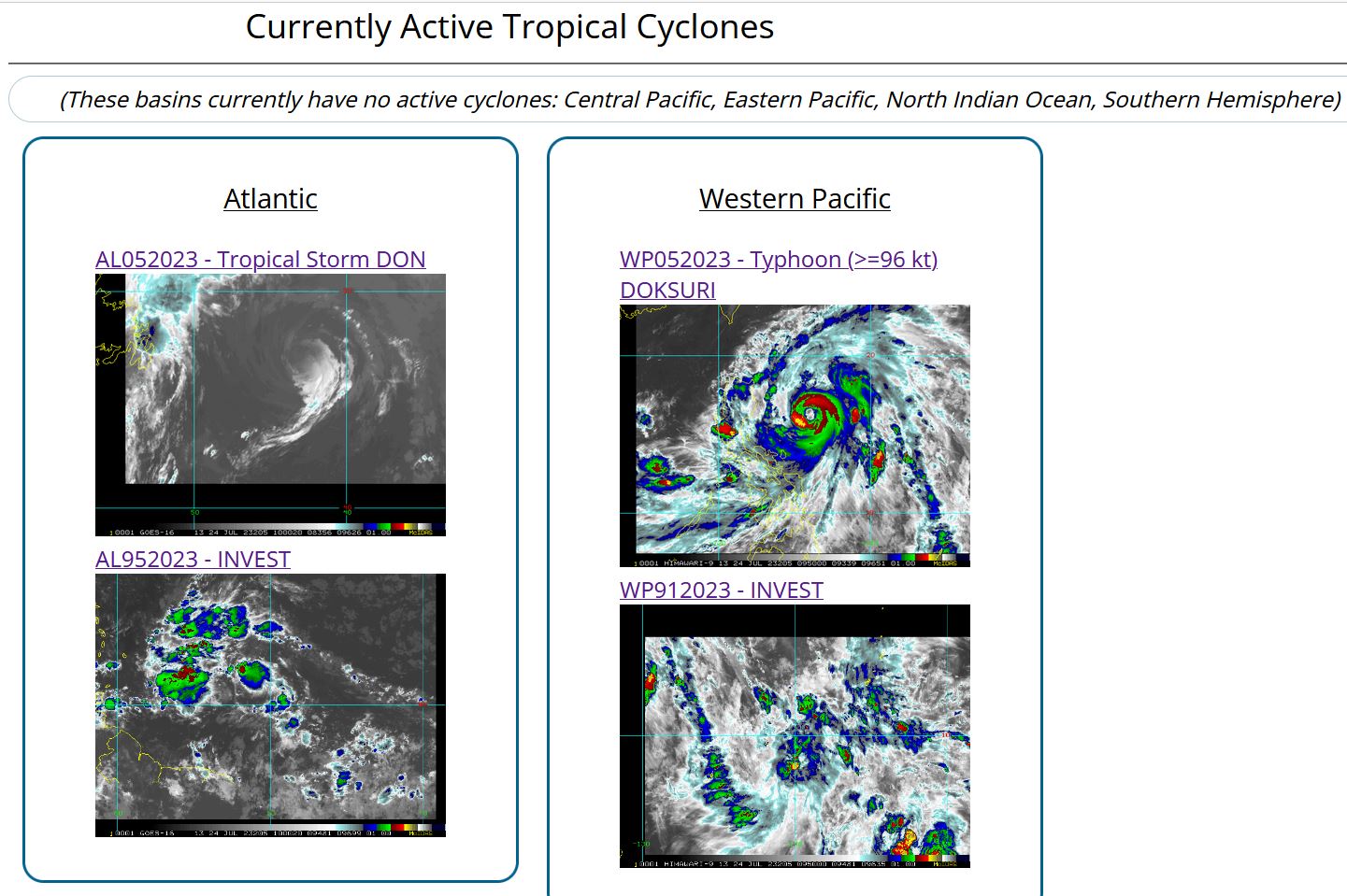 Typhoon 05W(DOKSURI) from CAT 1 US to CAT 4 in only 24h to skirt NE tip of LUZON in 36h//TS 05L(DON)//Invest 91W//Invest 95L//2409utc