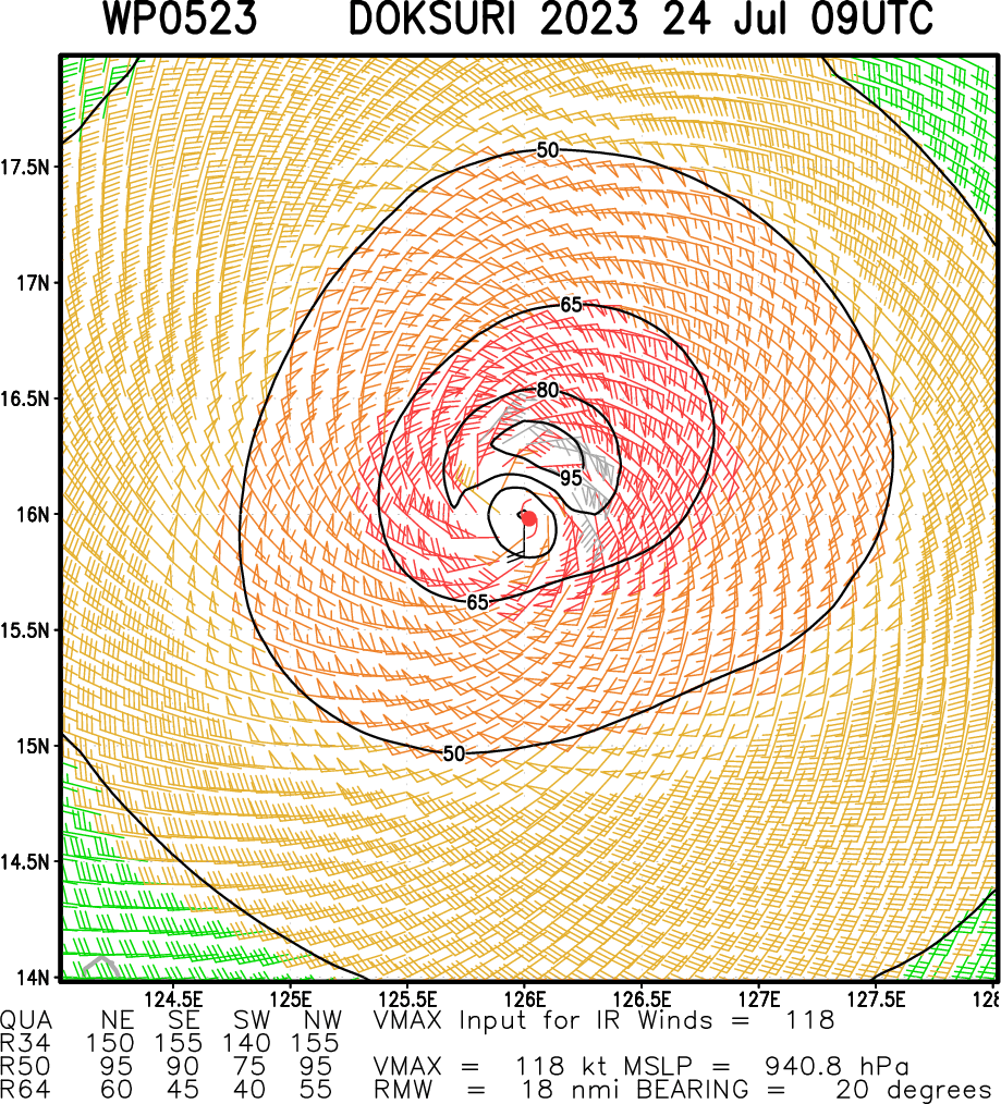 Typhoon 05W(DOKSURI) from CAT 1 US to CAT 4 in only 24h to skirt NE tip of LUZON in 36h//TS 05L(DON)//Invest 91W//Invest 95L//2409utc