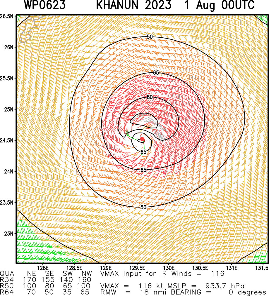 Typhoon 06W(KHANUN) peaks at CAT 4 US CPA to OKINAWA within 12/24h// TC 04B to landfall near KUAKATA/BANGLADESH//0103utc