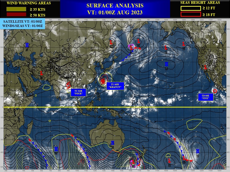 Typhoon 06W(KHANUN) peaks at CAT 4 US CPA to OKINAWA within 12/24h// TC 04B to landfall near KUAKATA/BANGLADESH//0103utc