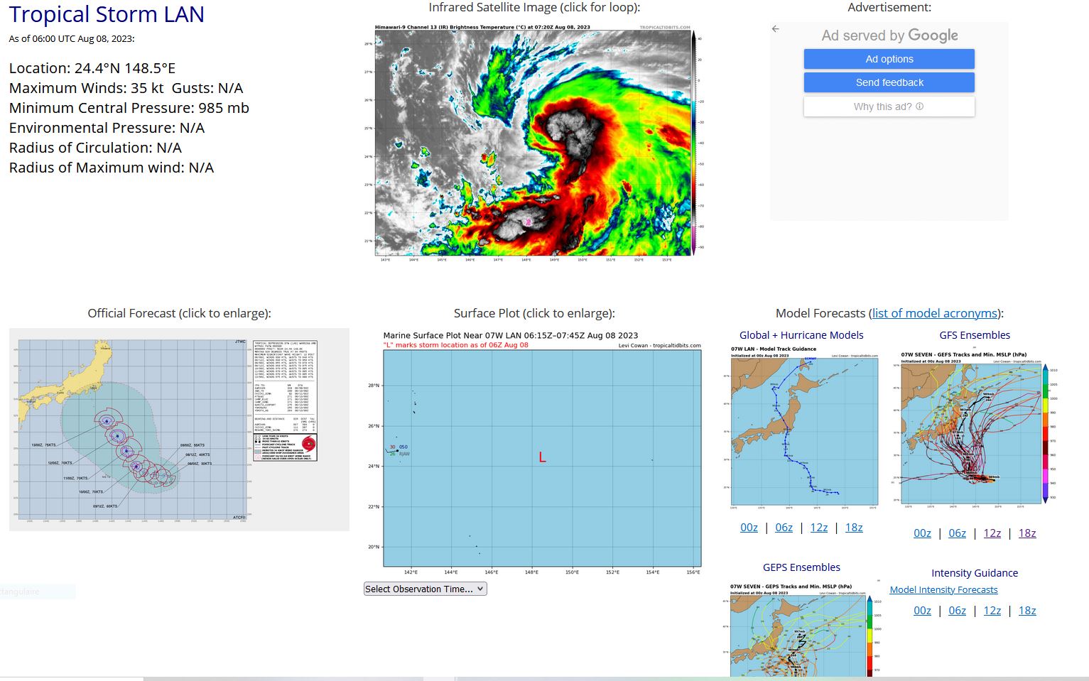 TS 06W(KHANUN)// TS 07W(LAN)// HU 05E(DORA) still powerful CAT 4 US// TD 07E(EUGENE)// 0806utc TS 06W(KHANUN)// TS 07W(LAN)// HU 05E(DORA) still powerful CAT 4 US// TD 07E(EUGENE)// 0806utc