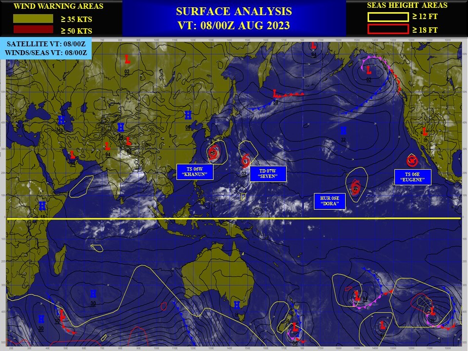 TS 06W(KHANUN)// TS 07W(LAN)// HU 05E(DORA) still powerful CAT 4 US// TD 07E(EUGENE)// 0806utc TS 06W(KHANUN)// TS 07W(LAN)// HU 05E(DORA) still powerful CAT 4 US// TD 07E(EUGENE)// 0806utc