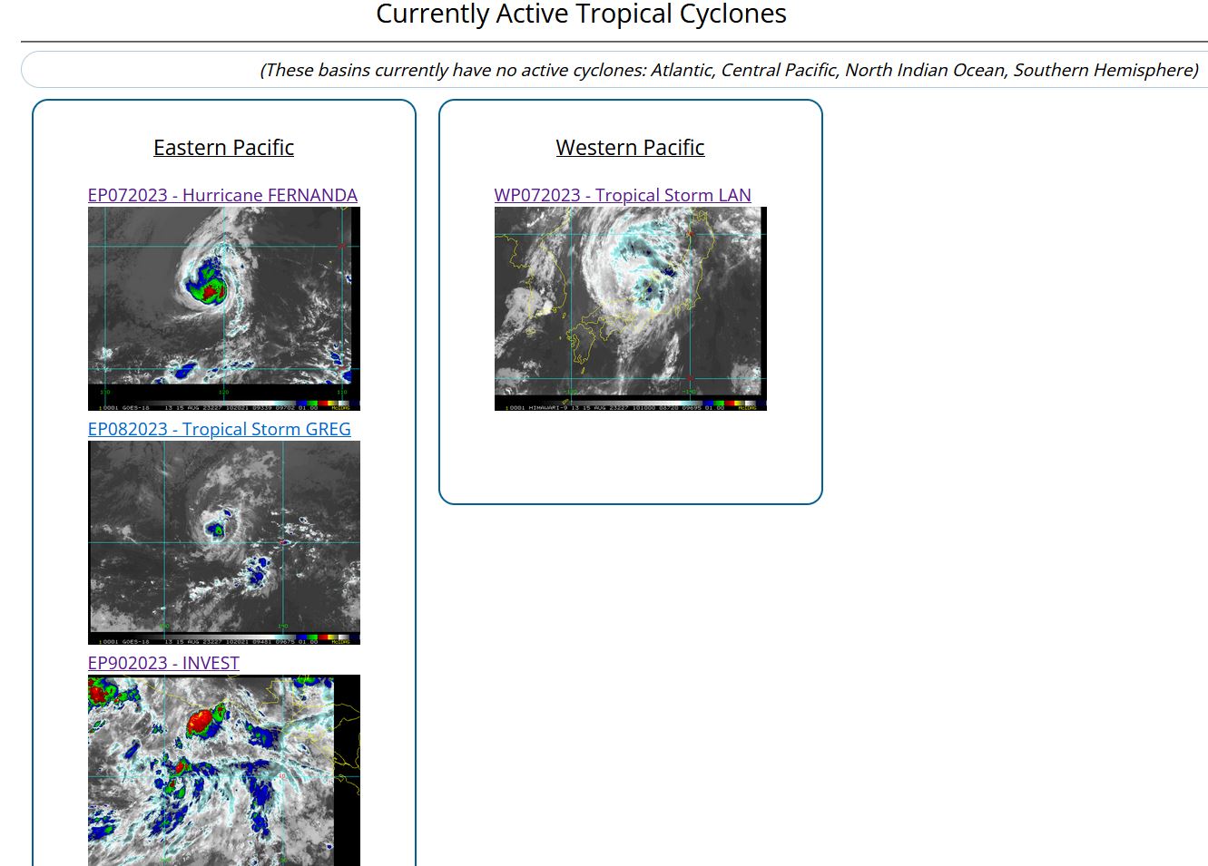TS 07W(LAN) exiting JAPAN//Long-lived TD 05E(DORA) not dead yet// HU 07E(FERNANDA) topped CAT 4 US// TS 08E(GREG)// 1509utc