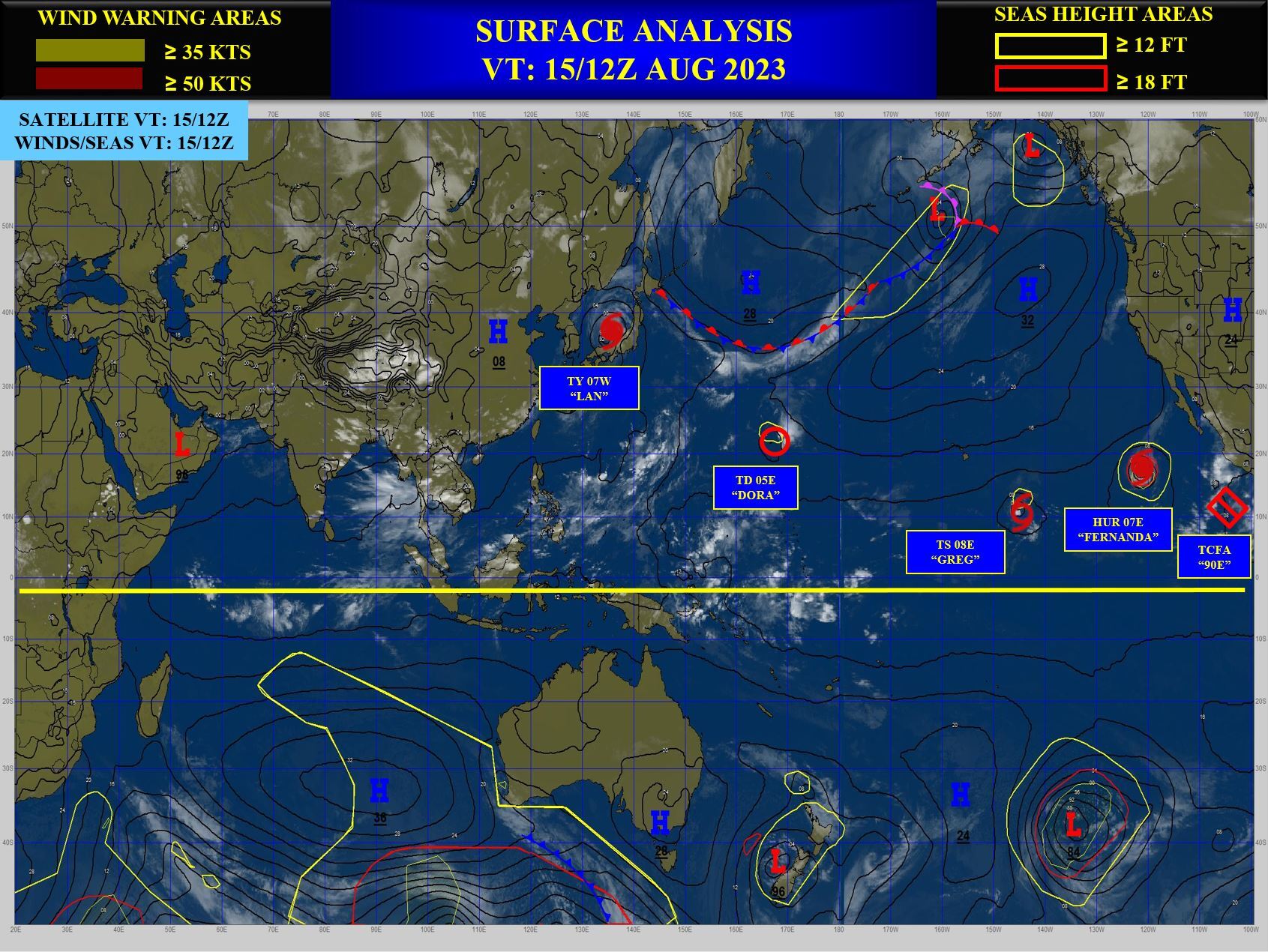 TS 07W(LAN) exiting JAPAN//Long-lived TD 05E(DORA) not dead yet// HU 07E(FERNANDA) topped CAT 4 US// TS 08E(GREG)// 1509utc